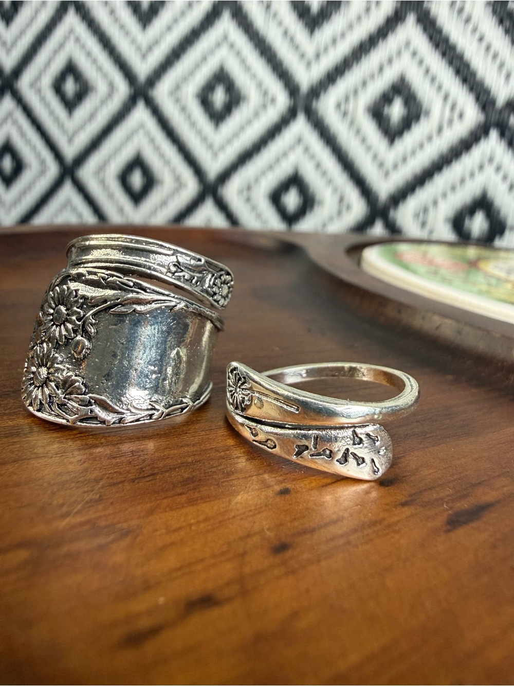 Sunflower Silver Spoon Ring & Dandelion wrap ring - Picture 2 of 3